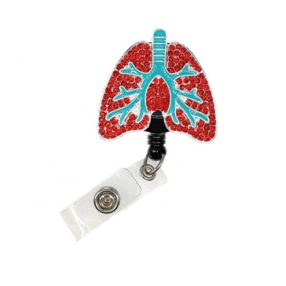 Red Rhinestone Lungs Badge Reel